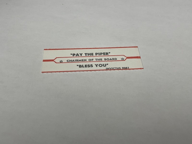 Jukebox Title Strip Chairmen Of The Board Pay To The Piper Bless You Invictus
