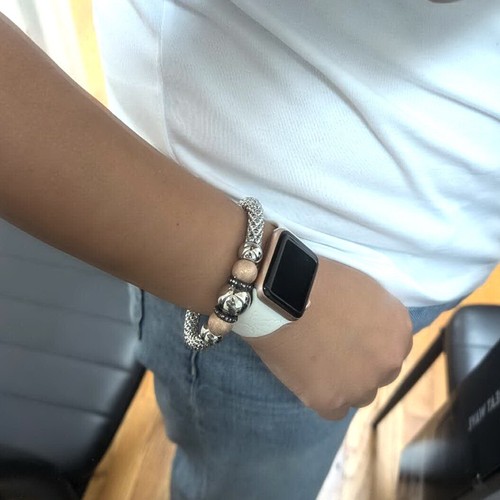 Brazalete unisex de acero inoxidable 316 cuentas en estilo palomitas de maíz de 7 mm frente abierto - Imagen 3 de 6