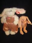 Ty Plush Jointed Beanie Easter Bunny Rabbits 11" and 9" #222