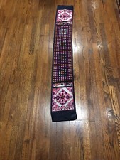 VINTAGE DESIGNER SIGNED POLKA DOT  FLORAL PRINT OBLONG SCARF 6" x 43" FRANCE