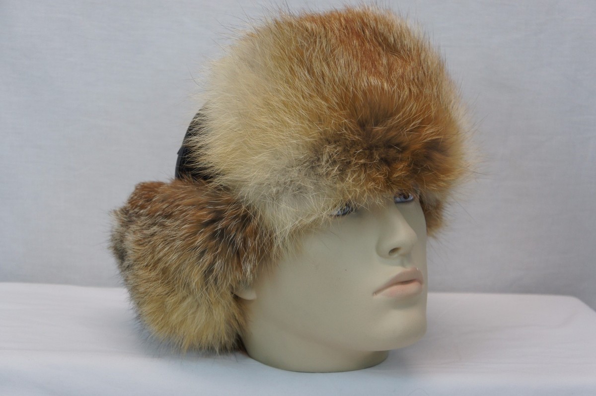 100% GENUINE RED FOX Fur REAL LEATHER Unisex Trapper Ushanka  display picture 1