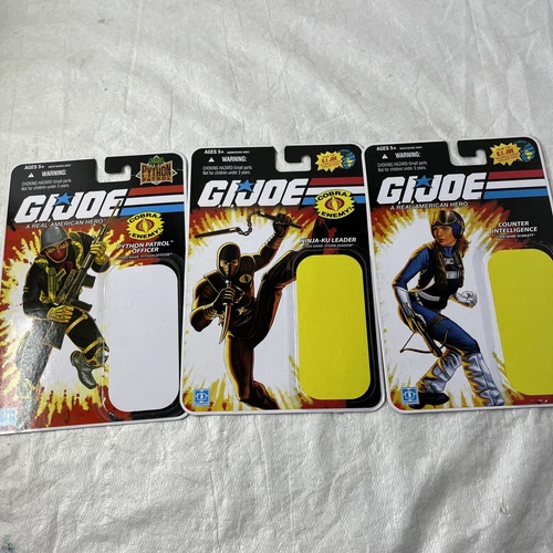 Vintage 2007-2008 GI Joe Cobra uncut cardback lot Python, Storm Shadow, Scarlett