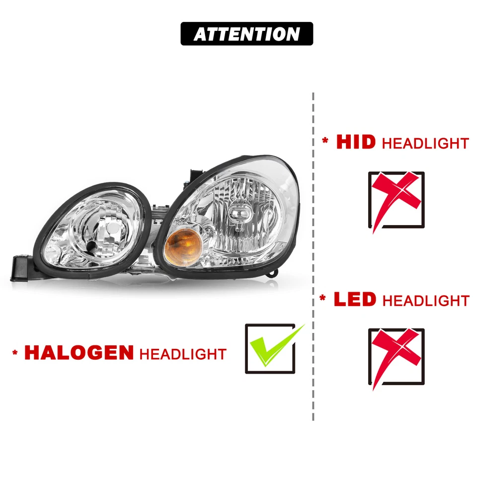 Pares de faros halógenos cromados para proyector Lexus GS300 GS400 GS430 1998-2005 Foto 2 de 4