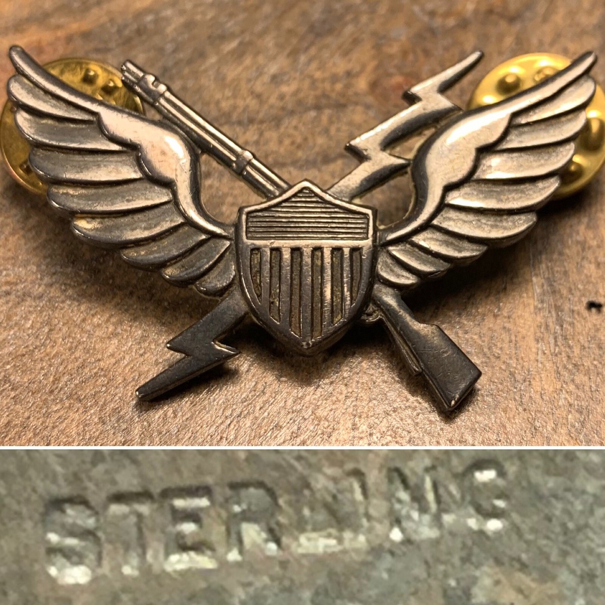 Rare Sterling WW2 11th Airborne Air Assault Mobile Badge Pin