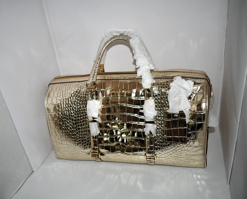 Michael Kors Weekender Tasche XL Metallic Krokodilleder in Gold #30F4G - Bild 2 von 11