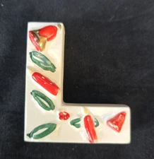 Vtg Artmark Christmas NOEL - Replacement Letter "L" Ceramic Candle Holder Japan