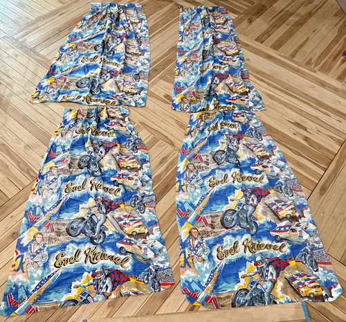Vintage 1974 Evel Knievel Motorcycle Bed Coverlet For Twin Bed & Curtains- EUC - Picture 5 of 10