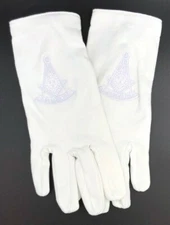 Cotton Gloves with Past Master Emblem - All White (PM2W-GLC)