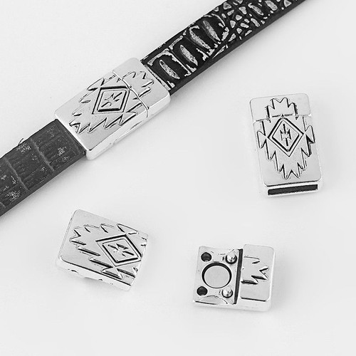Tribal Embossed Strong Magnetic Clasp For 5mm 10mm Flat Leather Bracelet Making - Picture 3 of 17