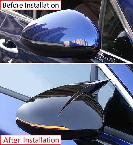 For Kia K5 2021-2022 Gloss Black OX Horn Rear View Side Door Mirror Cover 2pcs - Picture 1 of 7