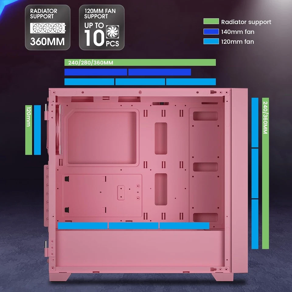 AL800 Full Tower PC Computer Case - Door Opening Design Tempered Glass, E-ATX/AT - Image 3 of 4