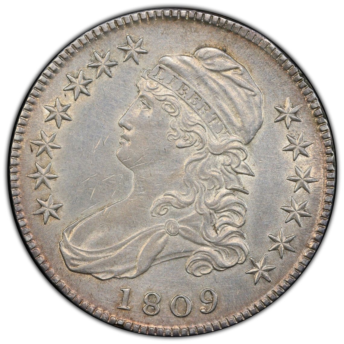 1809 XXX Edge Capped Bust Half Dollar - PCGS AU details; Lustrous