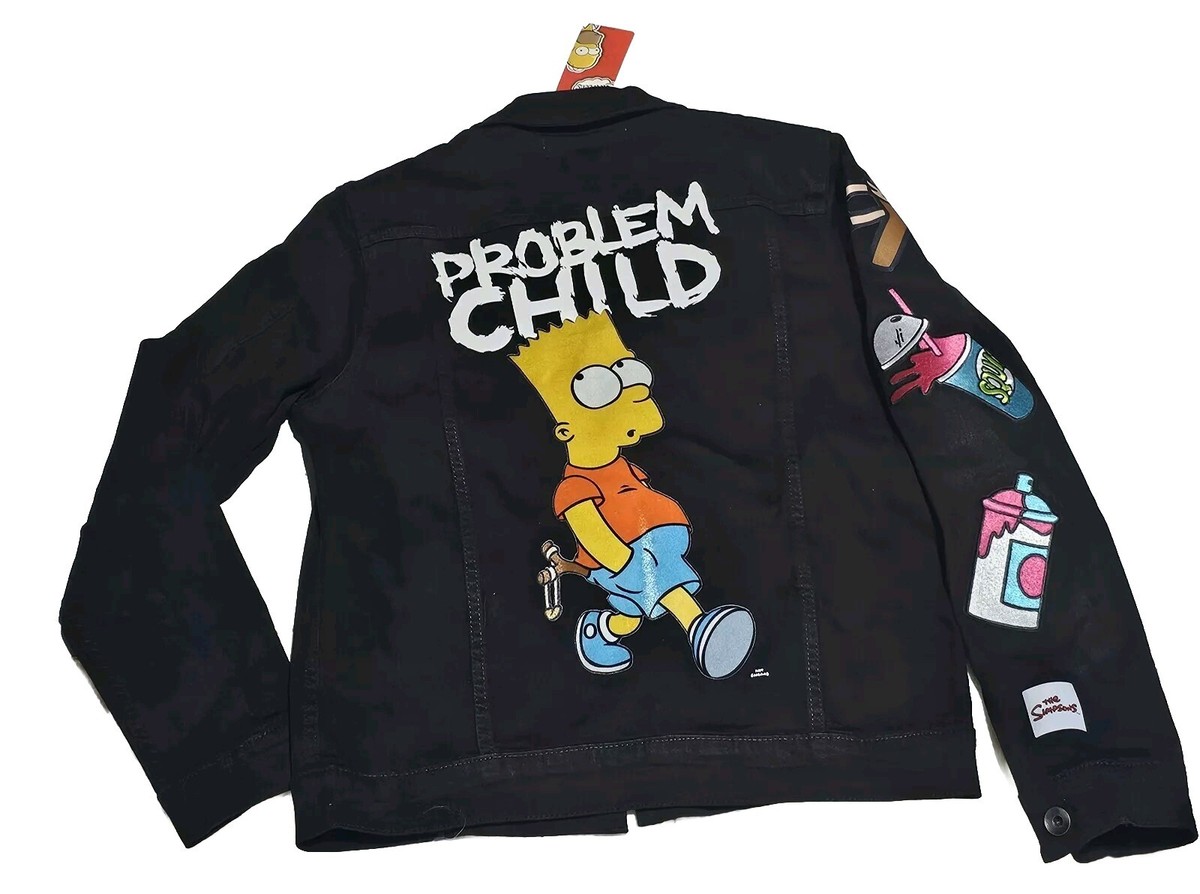 New The Simpson Bart Problem Child Jeans BLACK Jacket New The Simpson Bart Problem Child Jeans BLACK Jacket
