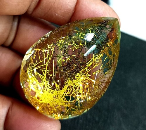 EGL Certified 144.60 Ct PEAR Cut Natural Yellow Rutilated Quartz Loose Gemstone - Picture 4 of 6
