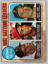 1968 Topps #1 National League Batting Leaders (Clemente / Gonzalez / Alou)