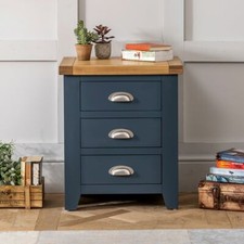 Bedside Table 3 Drawer Westbury Blue Painted Bedroom Storage Furniture