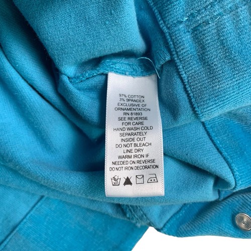 Quacker Factory Large Cord hellblau Reißverschluss Jacke Strass & Nieten Glitzer - Bild 11 von 13