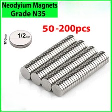 Neodymium Magnets N35 Disc Round Super Strong Rare Earth 12mm X 2mm Refrigerator