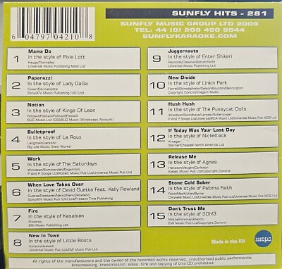 SF281      SUNFLY KARAOKE CDG VERY RARE, NOT SOLD IN THE USA  LOT UK