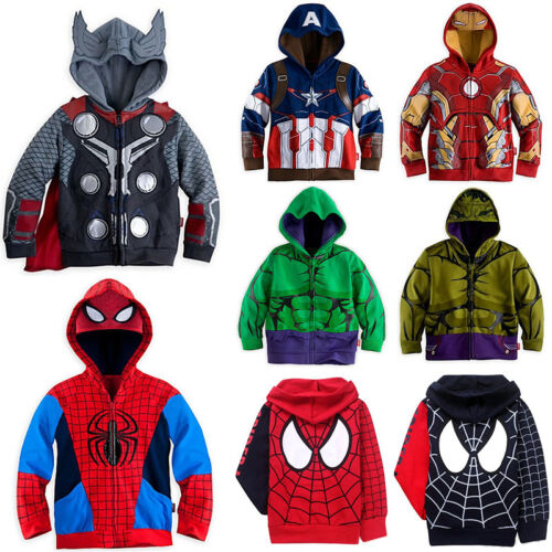 Kids Toddler Boys Clothes Superhero Hoodie Hooded Jacket Sweatshirt Outwear 28T