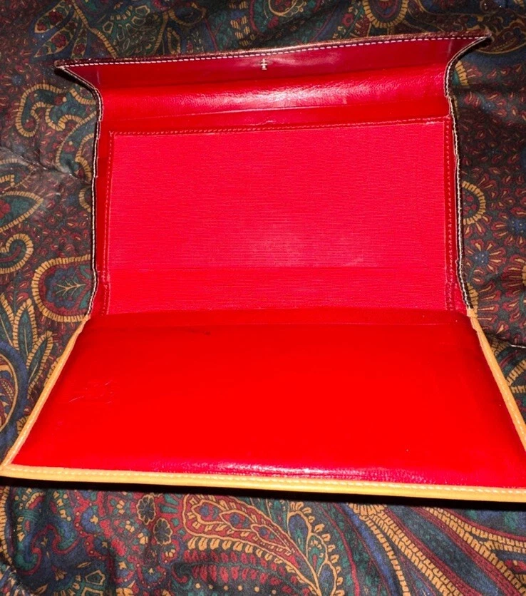 Cartera de cuero Tusk de colección para mujer chequera whisky bronceado lápiz labial interior rojo Foto 3 de 4