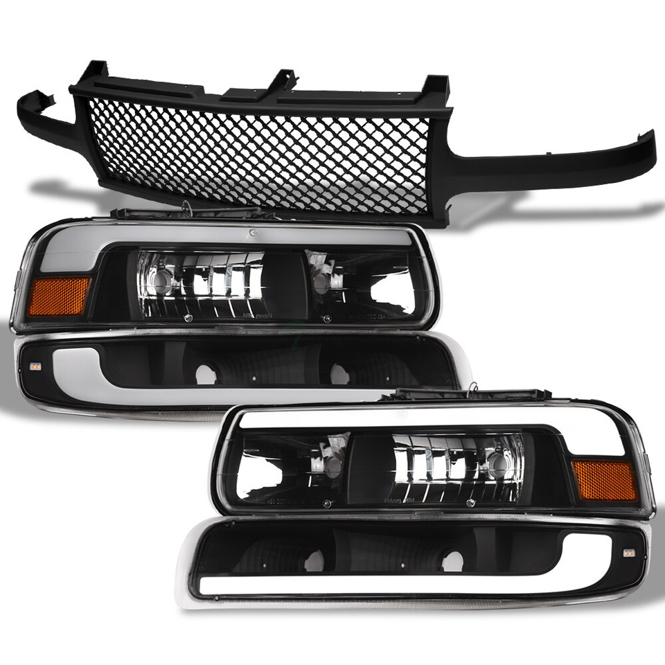 Topline For 99-02 Silverado/00-06 Suburban/Tahoe LED Strip Headlights+Bumper Blk - Foto 10