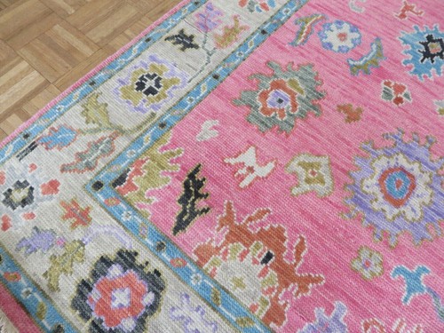4 x 6 Hand Knotted Pink Colorful Turkish Oushak Oriental Rug G11361 - Picture 5 of 12