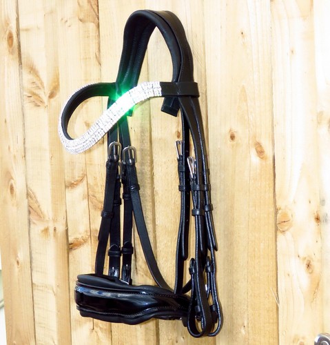 Anatomical Bridle FSS FREEWAY Glimmer Crystal BLING Curve U CUT BACK AWAY Shaped - 第 1/10 張圖片