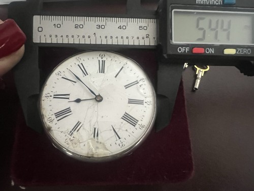 PG DENIER Pocket Watch Man Woman Manual Winding 8 on Hydraulic To Keys Works - Picture 9 of 10