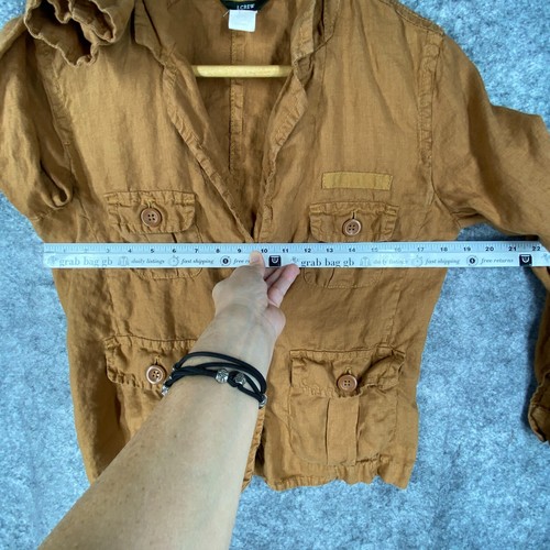 J Crew Jacket Womens 4 XS Brown Linen Notched Collar Utility Minimalist Career - Picture 8 of 9