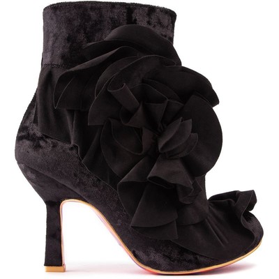 Irregular Choice Damen Rum Ball Ruffle Absätze Stiefel Schwarz