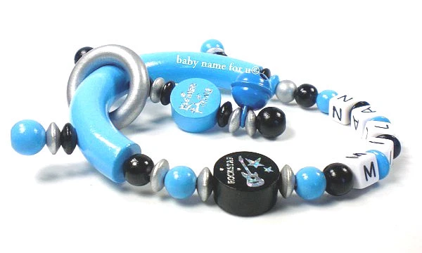 Greifring mit Namen Rockstar Kleiner Prinz Motorik Rassel - Bild 2 von 4