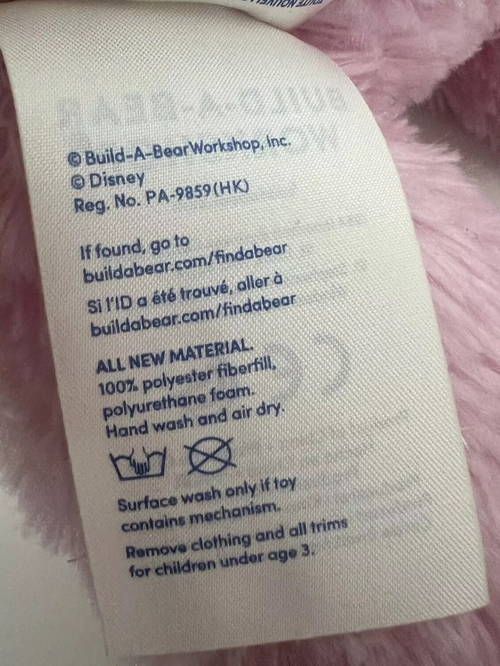 BuildABear BAB 40cm Disney Princess Pink Bear Soft Toy Plush Light