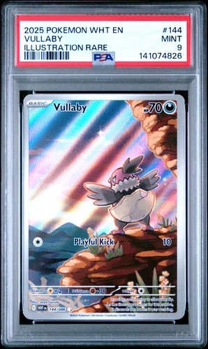 2025 POKEMON WHT EN-WHITE FLARE ILLUSTRATION RARE #144 VULLABY PSA 9