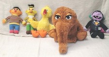Sesame Street Mr Snuffleupagus Big Bird Ernie Bert The Count Plush Lot Hasbro