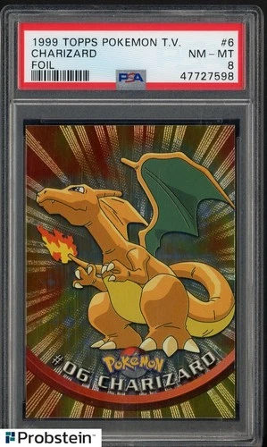1999 Topps Pokemon TV Animation Foil #6 Charizard PSA 8 NM-MT
