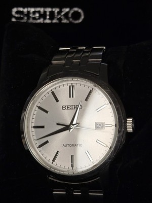 Seiko SRPH85K1 Automatic Men's Watch Silver Dial 41mm Box & Papers