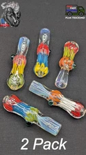 2 Pack: 3" Glass Tobacco Pipes - Glass One Hitter 02