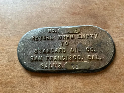 Vintage Standard Oil Co Brass/Bronze Name Plate Sign - San Francisco