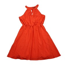 Guess Dress Womens XS Orange Wrap Dress Halter Sleeveless Polyester Hook Eye