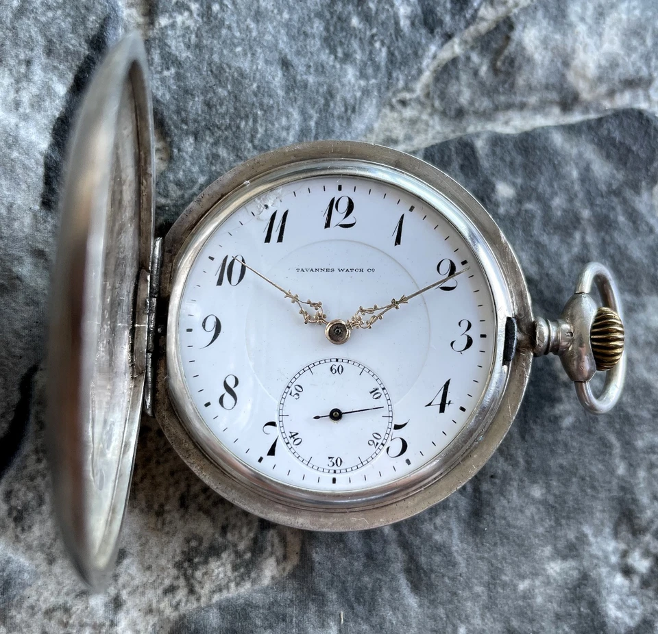 ✩ Antique Tavannes Watch Co [ Silver 84 / 0.875 ] old pocket watch 15 Jewels - Image 3 of 4