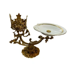 Vintage 24K Gold Filigree Vanity Candleholder Hollywood Regency Glamour #216/69