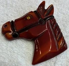 Vintage Red Bakelite Western Horse Head Brooch Pin Antique Jewelry Nice!