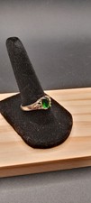 925 Sterling Silver Oval Green Cz Ring Sz 8 SJ428 