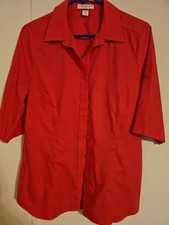 Coldwater Creek Womens No-Iron M 10-12 Button Rose Blouse Shirt Top Tunic