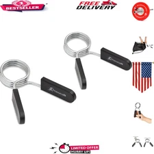 Secure Olympic Barbell Spring Clip Collars - 2" Grip Handles for Weightlifting