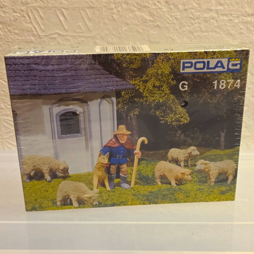 POLA G Juego de figuras 1874 Pastor con ovejas escala G 1:22,5 pintado | Condition: Neu