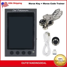 HamGeek Stainless Steel CW Morse Key with Magnetic Base +  Mini CW Trainer USA/