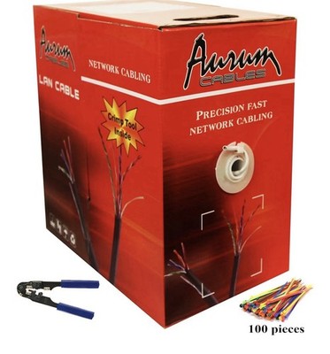 Aurum Cables CAT5e Ethernet Cable   ~1000 ft Bulk + Connectors & Tool