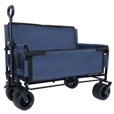 3-in-1 Convertible Folding Cart with Bench and Storage Space 